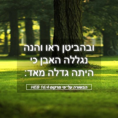 Picture 05 - הבשורה על־פי מרקוס 16:4 HEB - ובהביטן ראו והנה נגללה - Bible Verse Picture