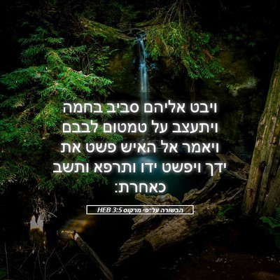 Picture 05 - הבשורה על־פי מרקוס 3:5 HEB - ויבט אליהם סביב בחמה - Bible Verse Picture