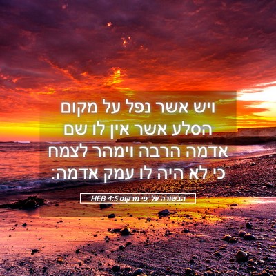 Picture 05 - הבשורה על־פי מרקוס 4:5 HEB - ויש אשר נפל על מקום הסלע - Bible Verse Picture