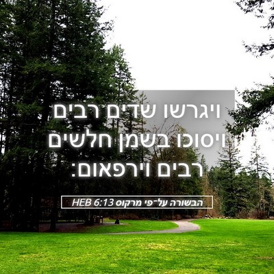 Picture 05 - הבשורה על־פי מרקוס 6:13 HEB - ויגרשו שדים רבים ויסוכו - Bible Verse Picture