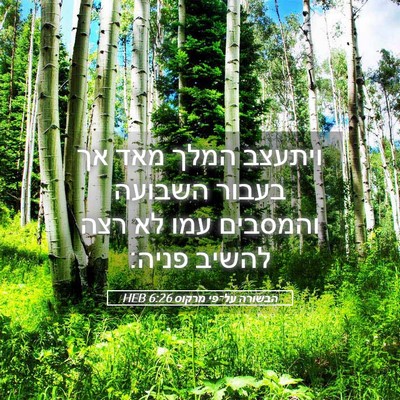 Picture 05 - הבשורה על־פי מרקוס 6:26 HEB - ויתעצב המלך מאד אך בעבור - Bible Verse Picture