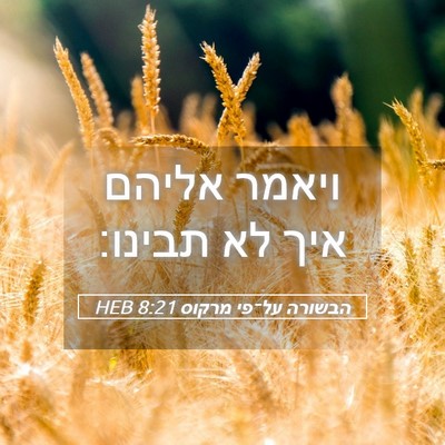 Picture 05 - הבשורה על־פי מרקוס 8:21 HEB - ויאמר אליהם איך לא - Bible Verse Picture