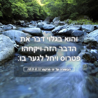 Picture 05 - הבשורה על־פי מרקוס 8:32 HEB - והוא בגלוי דבר את הדבר הזה - Bible Verse Picture
