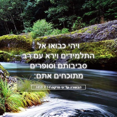 Picture 05 - הבשורה על־פי מרקוס 9:14 HEB - ויהי כבואו אל התלמידים - Bible Verse Picture