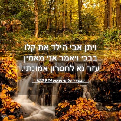 Picture 05 - הבשורה על־פי מרקוס 9:24 HEB - ויתן אבי הילד את קלו בבכי - Bible Verse Picture