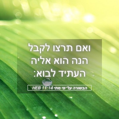 Picture 05 - הבשורה על־פי מתי 11:14 HEB - ואם תרצו לקבל הנה הוא אליה - Bible Verse Picture