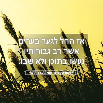 Picture 05 - הבשורה על־פי מתי 11:20 HEB - אז החל לגער בערים אשר רב - Bible Verse Picture