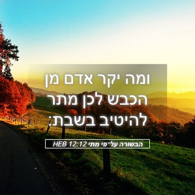Picture 05 - הבשורה על־פי מתי 12:12 HEB - ומה יקר אדם מן הכבש לכן מתר - Bible Verse Picture