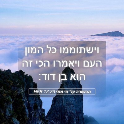 Picture 05 - הבשורה על־פי מתי 12:23 HEB - וישתוממו כל המון העם - Bible Verse Picture