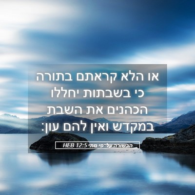 Picture 05 - הבשורה על־פי מתי 12:5 HEB - או הלא קראתם בתורה כי - Bible Verse Picture
