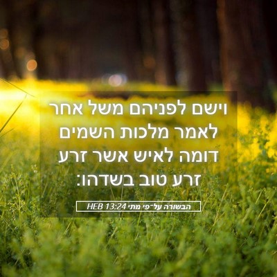 Picture 05 - הבשורה על־פי מתי 13:24 HEB - וישם לפניהם משל אחר לאמר - Bible Verse Picture