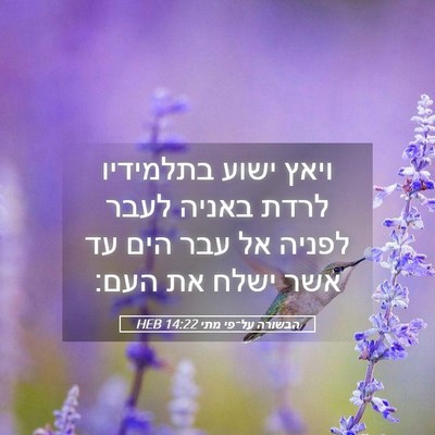Picture 05 - הבשורה על־פי מתי 14:22 HEB - ויאץ ישוע בתלמידיו לרדת - Bible Verse Picture