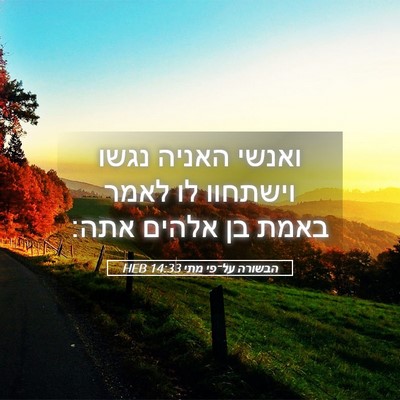 Picture 05 - הבשורה על־פי מתי 14:33 HEB - ואנשי האניה נגשו וישתחוו - Bible Verse Picture