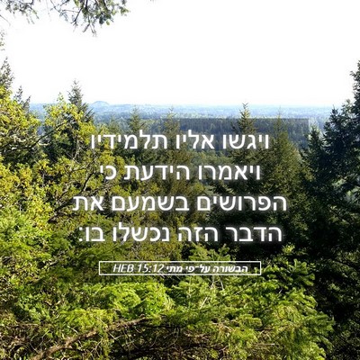 Picture 05 - הבשורה על־פי מתי 15:12 HEB - ויגשו אליו תלמידיו ויאמרו - Bible Verse Picture
