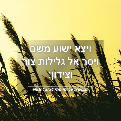 Picture 05 - הבשורה על־פי מתי 15:21 HEB - ויצא ישוע משם ויסר אל - Bible Verse Picture