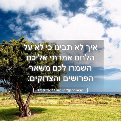Picture 05 - הבשורה על־פי מתי 16:11 HEB - איך לא תבינו כי לא על הלחם - Bible Verse Picture