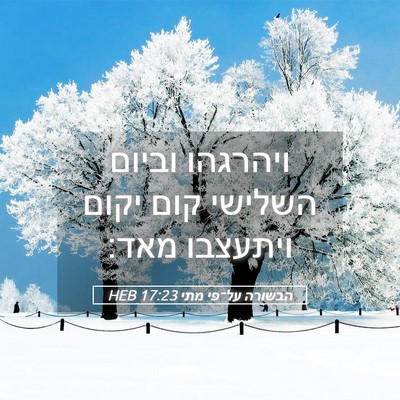 Picture 05 - הבשורה על־פי מתי 17:23 HEB - ויהרגהו וביום השלישי קום - Bible Verse Picture