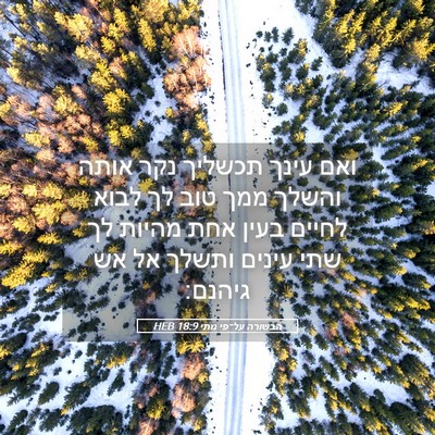 Picture 05 - הבשורה על־פי מתי 18:9 HEB - ואם עינך תכשליך נקר אותה - Bible Verse Picture