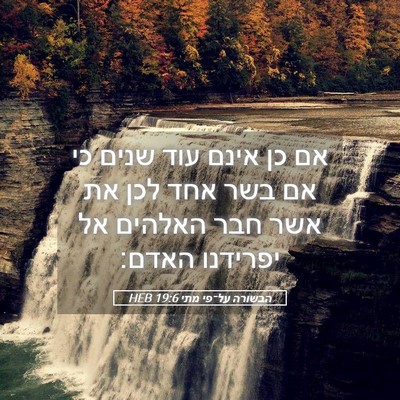 Picture 05 - הבשורה על־פי מתי 19:6 HEB - אם כן אינם עוד שנים כי אם - Bible Verse Picture