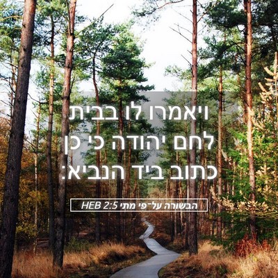 Picture 05 - הבשורה על־פי מתי 2:5 HEB - ויאמרו לו בבית לחם יהודה כי - Bible Verse Picture