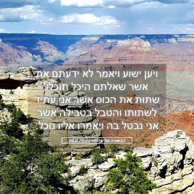 Picture 05 - הבשורה על־פי מתי 20:22 HEB - ויען ישוע ויאמר לא ידעתם את - Bible Verse Picture