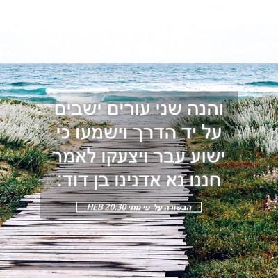 Picture 05 - הבשורה על־פי מתי 20:30 HEB - והנה שני עורים ישבים על יד - Bible Verse Picture