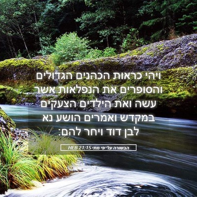 Picture 05 - הבשורה על־פי מתי 21:15 HEB - ויהי כראות הכהנים הגדולים - Bible Verse Picture