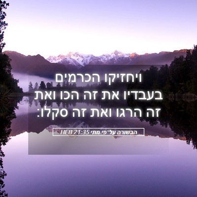 Picture 05 - הבשורה על־פי מתי 21:35 HEB - ויחזיקו הכרמים בעבדיו את - Bible Verse Picture