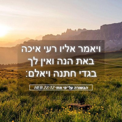Picture 05 - הבשורה על־פי מתי 22:12 HEB - ויאמר אליו רעי איכה באת הנה - Bible Verse Picture