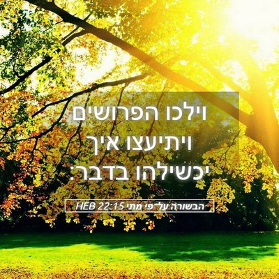 Picture 05 - הבשורה על־פי מתי 22:15 HEB - וילכו הפרושים ויתיעצו איך - Bible Verse Picture