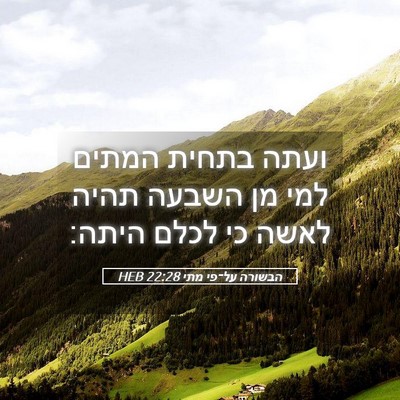Picture 05 - הבשורה על־פי מתי 22:28 HEB - ועתה בתחית המתים למי מן - Bible Verse Picture