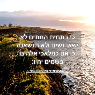 Picture 05 - הבשורה על־פי מתי 22:30 HEB - כי בתחית המתים לא ישאו נשים - Bible Verse Picture
