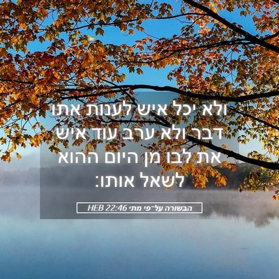 Picture 05 - הבשורה על־פי מתי 22:46 HEB - ולא יכל איש לענות אתו דבר - Bible Verse Picture