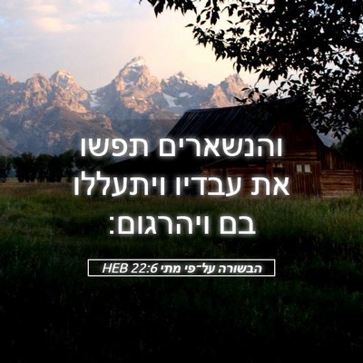 Picture 05 - הבשורה על־פי מתי 22:6 HEB - והנשארים תפשו את עבדיו - Bible Verse Picture