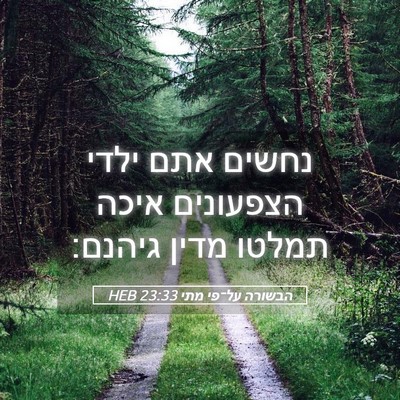 Picture 05 - הבשורה על־פי מתי 23:33 HEB - נחשים אתם ילדי הצפעונים - Bible Verse Picture