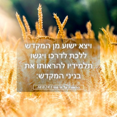 Picture 05 - הבשורה על־פי מתי 24:1 HEB - ויצא ישוע מן המקדש ללכת - Bible Verse Picture
