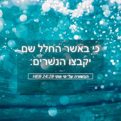 Picture 05 - הבשורה על־פי מתי 24:28 HEB - כי באשר החלל שם יקבצו - Bible Verse Picture