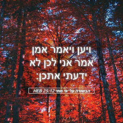 Picture 05 - הבשורה על־פי מתי 25:12 HEB - ויען ויאמר אמן אמר אני לכן - Bible Verse Picture