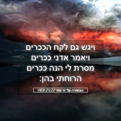Picture 05 - הבשורה על־פי מתי 25:22 HEB - ויגש גם לקח הככרים ויאמר - Bible Verse Picture