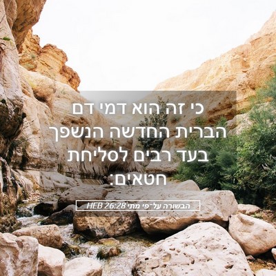 Picture 05 - הבשורה על־פי מתי 26:28 HEB - כי זה הוא דמי דם הברית - Bible Verse Picture