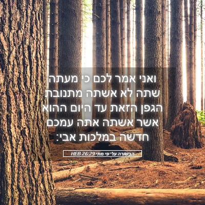 Picture 05 - הבשורה על־פי מתי 26:29 HEB - ואני אמר לכם כי מעתה שתה לא - Bible Verse Picture