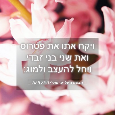Picture 05 - הבשורה על־פי מתי 26:37 HEB - ויקח אתו את פטרוס ואת שני - Bible Verse Picture