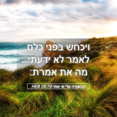 Picture 05 - הבשורה על־פי מתי 26:70 HEB - ויכחש בפני כלם לאמר לא - Bible Verse Picture