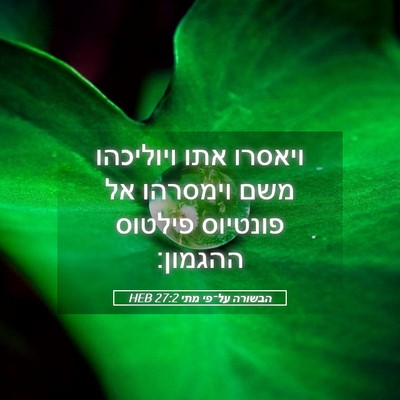 Picture 05 - הבשורה על־פי מתי 27:2 HEB - ויאסרו אתו ויוליכהו משם - Bible Verse Picture