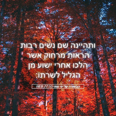 Picture 05 - הבשורה על־פי מתי 27:55 HEB - ותהיינה שם נשים רבות הראות - Bible Verse Picture
