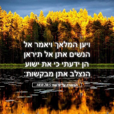 Picture 05 - הבשורה על־פי מתי 28:5 HEB - ויען המלאך ויאמר אל הנשים - Bible Verse Picture