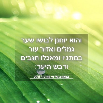 Picture 05 - הבשורה על־פי מתי 3:4 HEB - והוא יוחנן לבושו שער גמלים - Bible Verse Picture