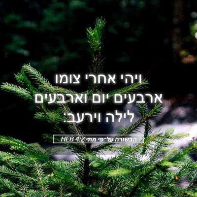 Picture 05 - הבשורה על־פי מתי 4:2 HEB - ויהי אחרי צומו ארבעים יום - Bible Verse Picture
