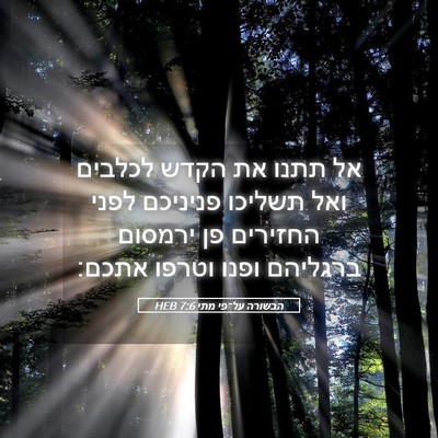 Picture 05 - הבשורה על־פי מתי 7:6 HEB - אל תתנו את הקדש לכלבים ואל - Bible Verse Picture