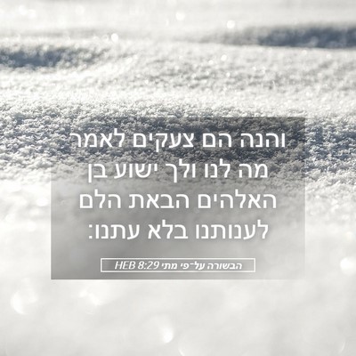 Picture 05 - הבשורה על־פי מתי 8:29 HEB - והנה הם צעקים לאמר מה לנו - Bible Verse Picture
